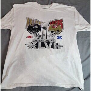 Super Bowl XLVII 47 Champions Tee Baltimore Ravens vs San Francisco 49ers Large